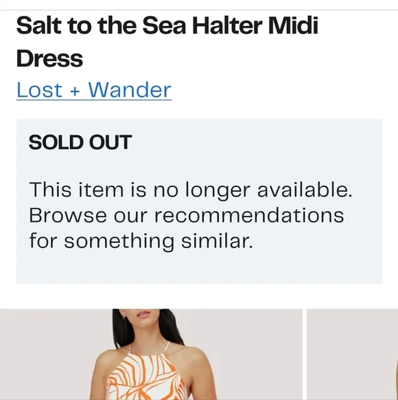 Nordstrom Lost & Wander Salt to the Sea Midi Halter Dress Red & Cream M NWT - Picture 9 of 13